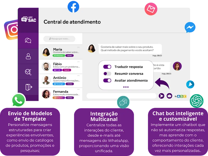 Blocos com informações da nossa plataforma ASC
