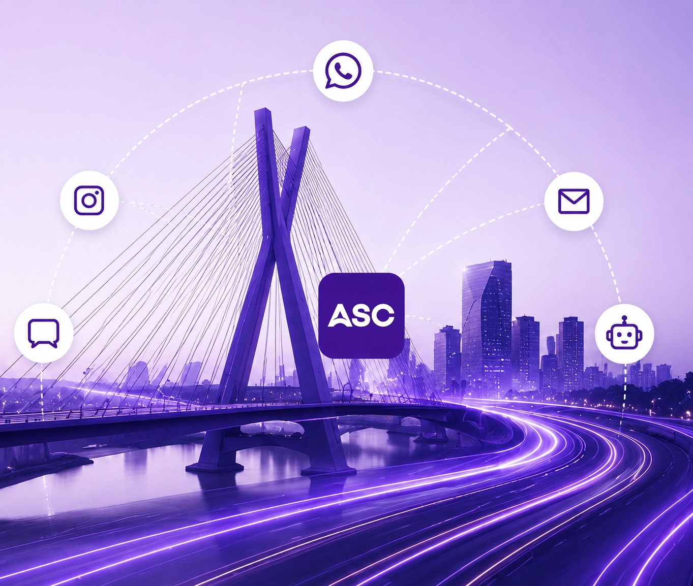 Puente que conecta canales digitales, automatización y atención al cliente a través de ASC